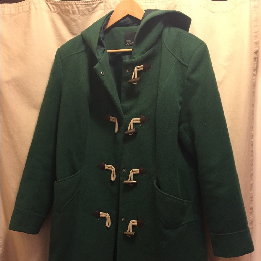 Dark green toggle ASOS Curve coat - Picture 3 of 5